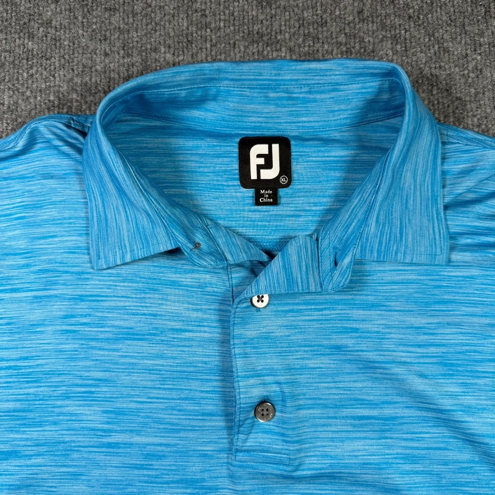 FootJoy Polo Shirt Mens XL Blue Space Dye The Seagate Country Club Golf Top - Picture 3 of 8